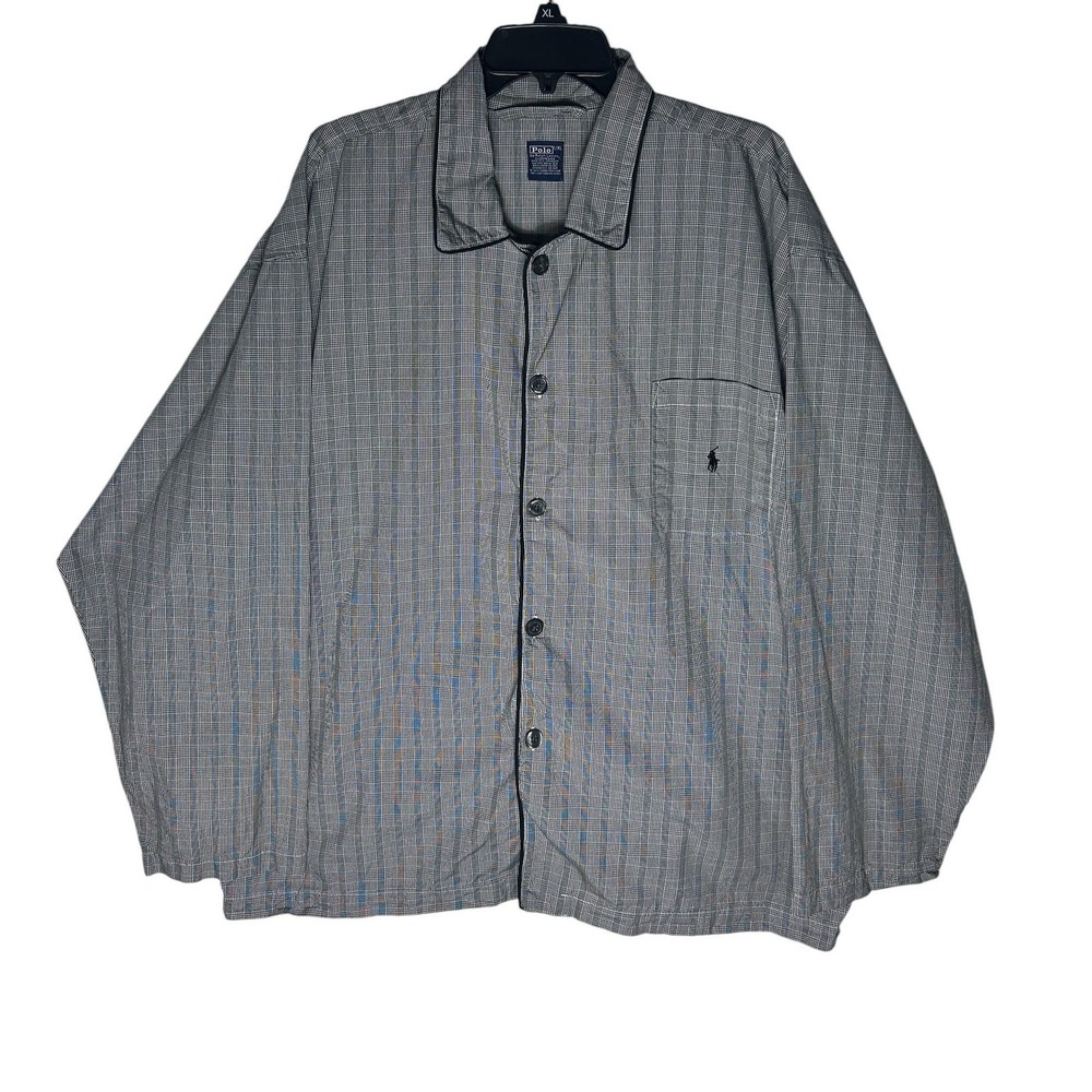 Polo Ralph Lauren Sleepwear Mens L/XL Gray Plaid Cotton Pajama Top Shirt